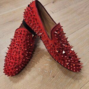 INCREDIBLE Ferucci Designer RED STUDDED Loafers! (paid $200)